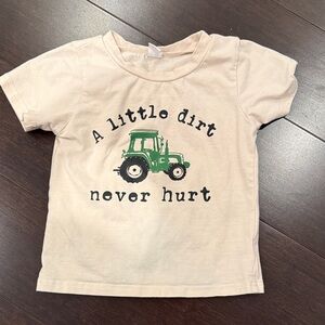 Kids Cream Graphic Tee with Green Tractor